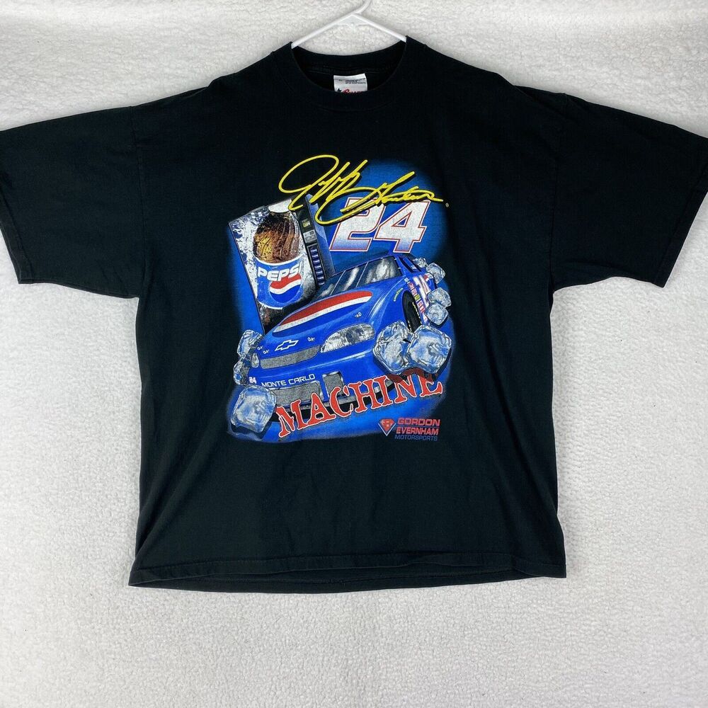 Vtg Chase T Shirt Size XL Black Jeff Gordon 24 Pepsi Right On Track Double Sided